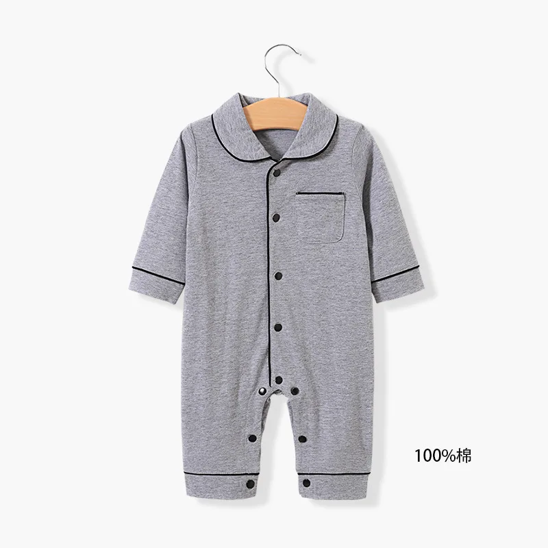 Wholesale Long Sleeve Sleepwear 100%Cotton Romper Newborn Baby Girl Boy Pajamas