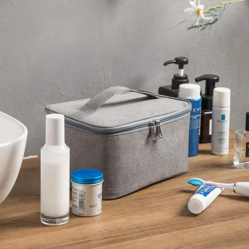 Large Capacity Cationic Portable Square Wash Bag Oxford Cloth Waterproof Outdoor Storage Cosmetic Bag for Makeup Travel Use