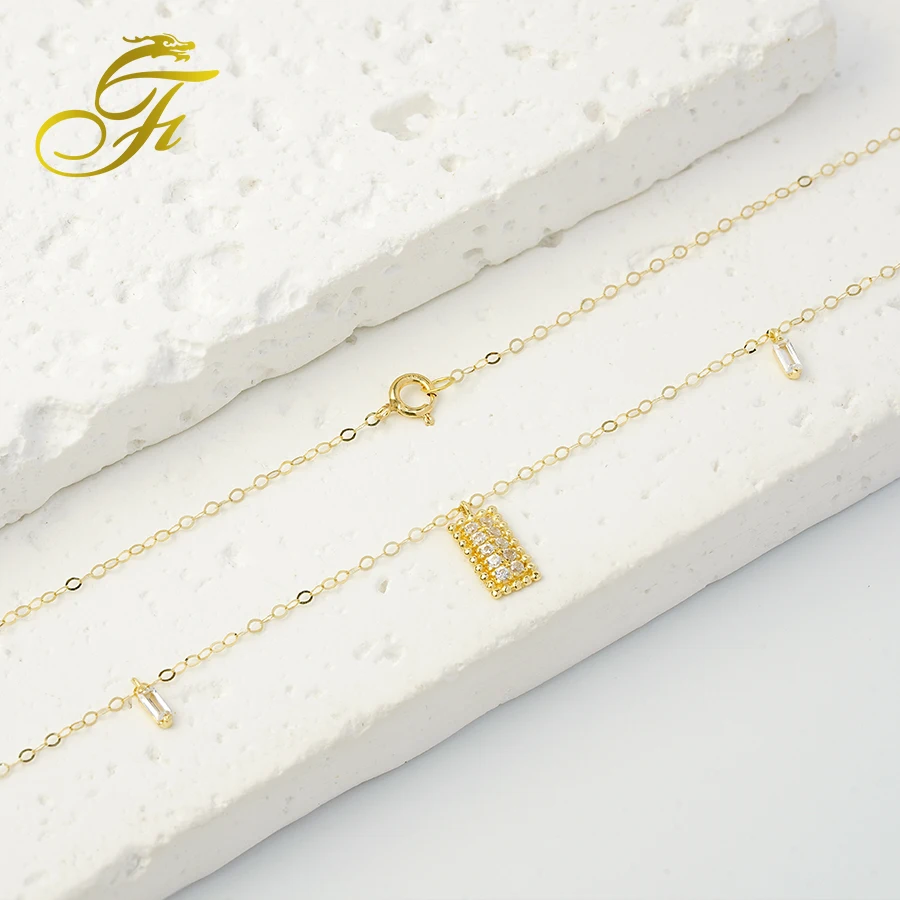 Customized Real 9K 14K 18K Name Necklace Jewelry square zircon choker wholesale price crystals fine jewelry beauty necklaces