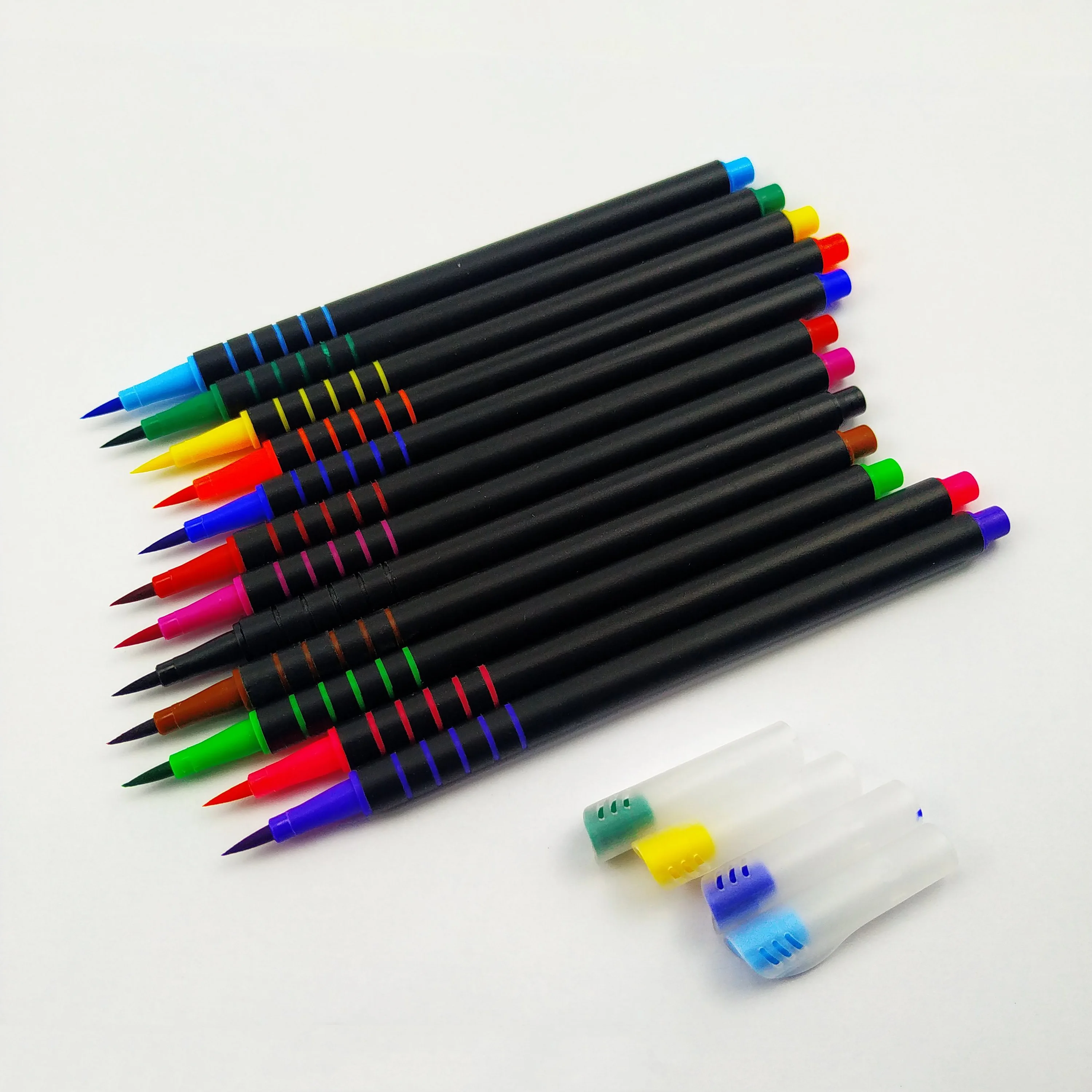 
Long size colored marker top watercolor brush marker custom Real Flexible Soft Nibs marker set with transparent cap 