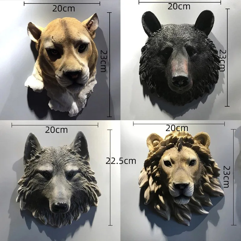 American resin simulated animal head wall hanging Nordic lion head wall decorations Bar pendants
