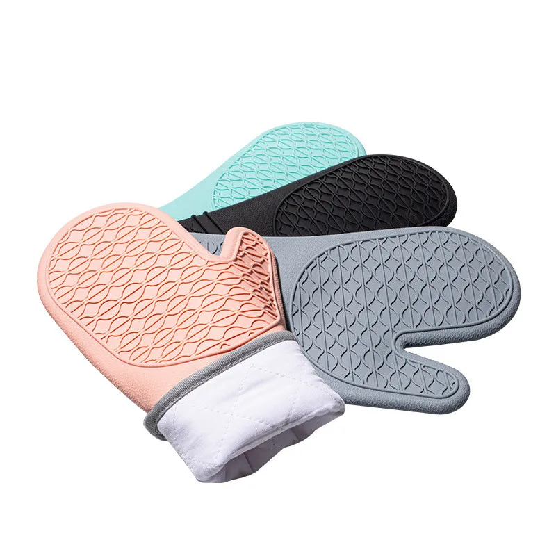 Silicone Oven Gloves with Non-Slip Waterproof Heat Resistant Soft Lining Silicone Oven mittens for Cooking Baking Kitchen Mitten