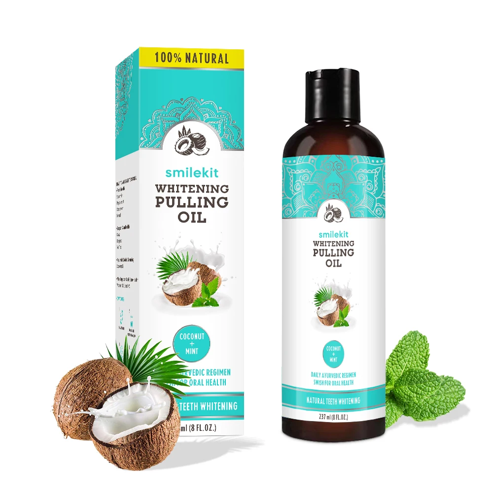 Private Label Oral Oil Pulling with Coconut & Peppermint Oil Healthier Teeth & Gums Mouthwash