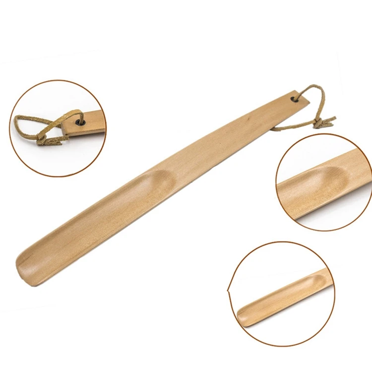 
38cm Professional Long Handle Shoe Horns Flexible Sturdy Slip Unisex Bamboo Shoe Horn Spoon Shape Shoehorn 