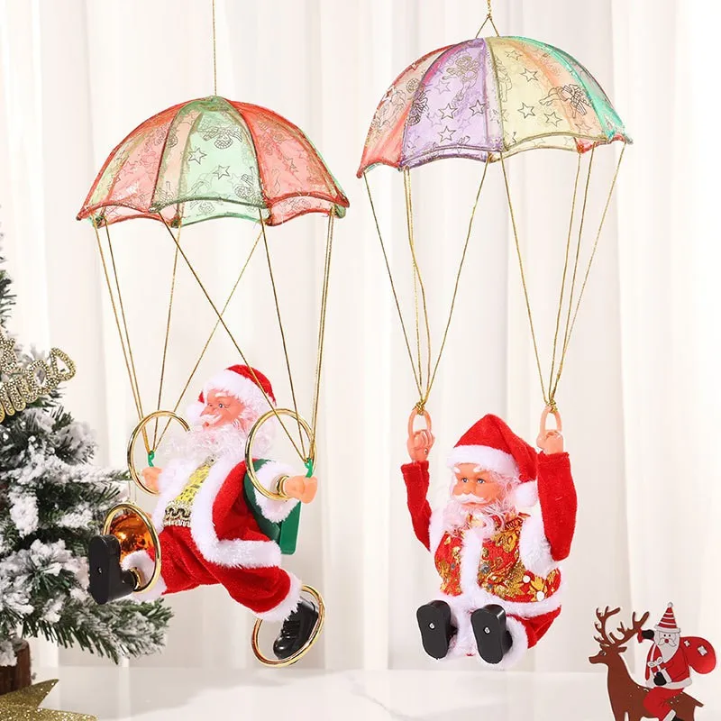 Creative Christmas Old Man Parachute Electric Music Parachute Santa Claus Flip Christmas Dancing Music Toys For Kids