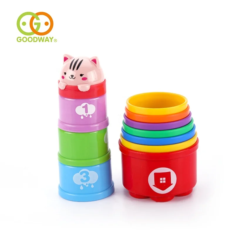 funny 11pcs rainbow baby stack cups for bath toys/plant flower/beach tool