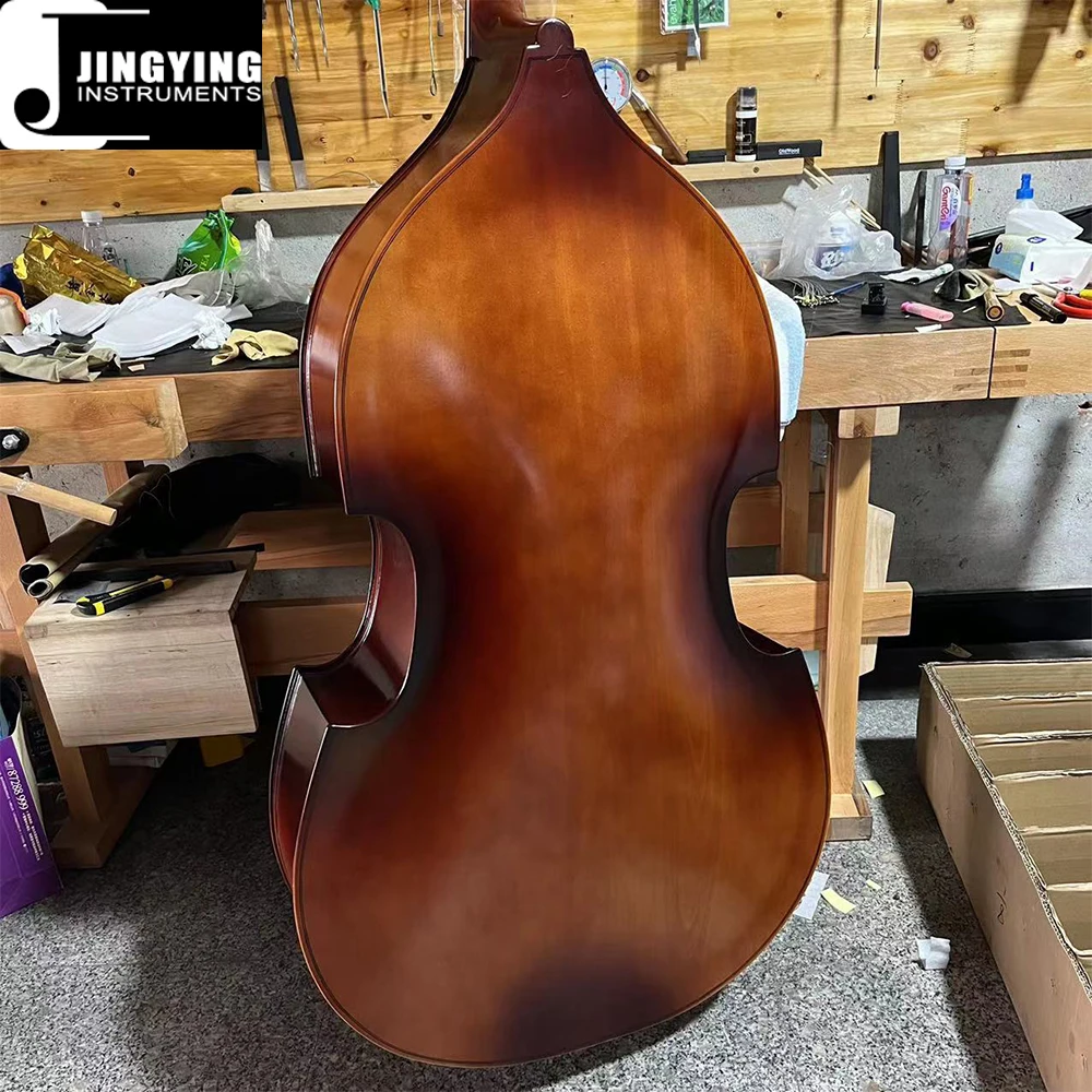 2024 Jingying Music String Instruments,JYDB-E100 Matte Antique Edging Pressure Plate Student Double Bass