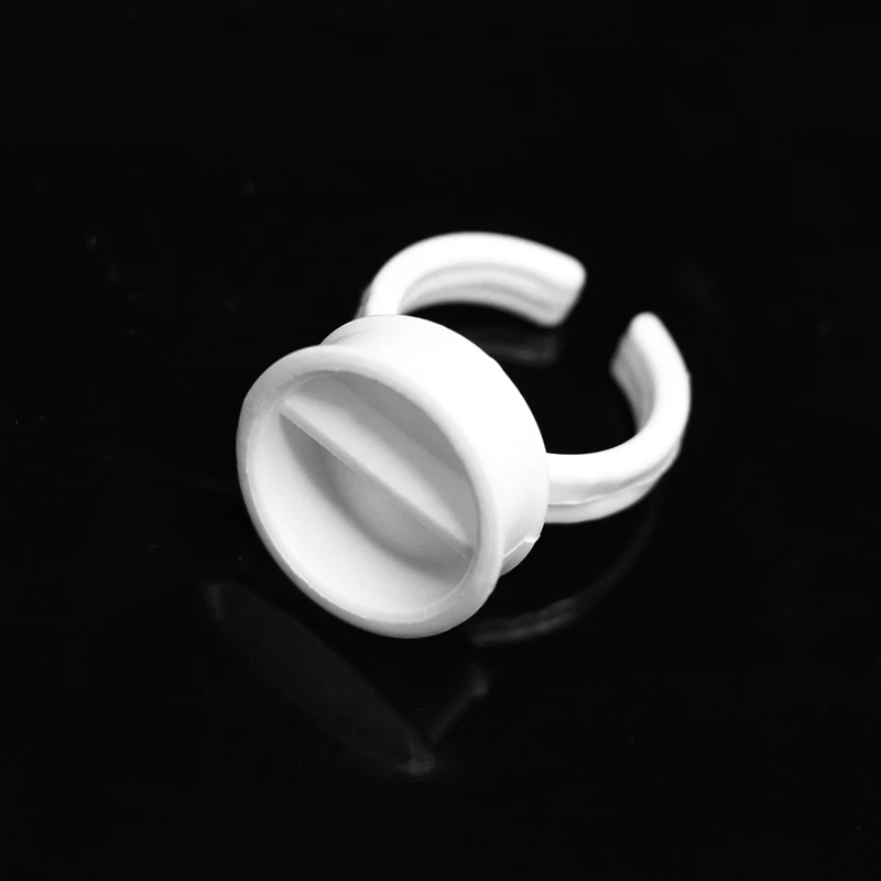 Wholesale Cheap White Plastic Glue Ring Various Size and Styles Lash Glue Ring Custom Package Glue Ring for Eyelash Extension