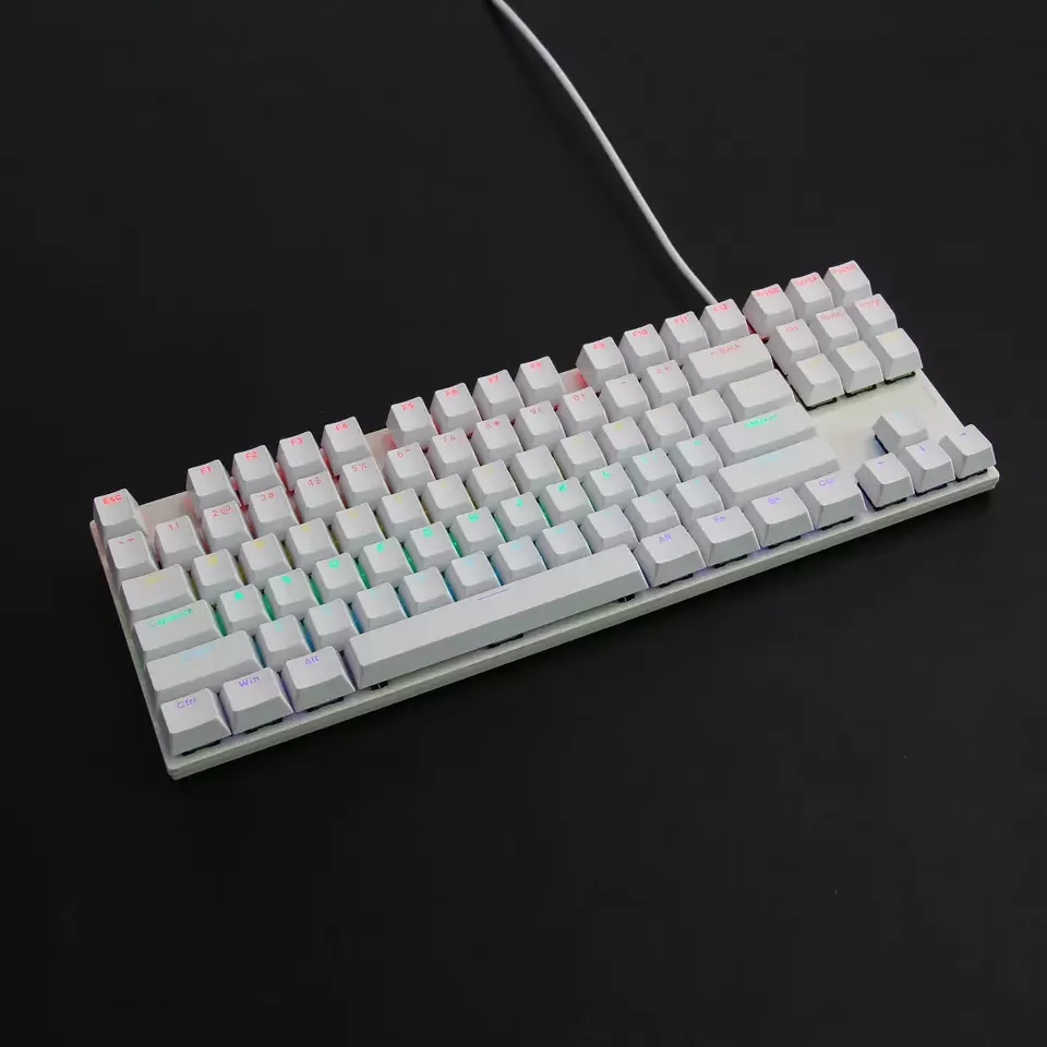 2023 two-color mechanical keyboard 87 key double injection keycap metal panel ergonomics game wired mechanical keyboard