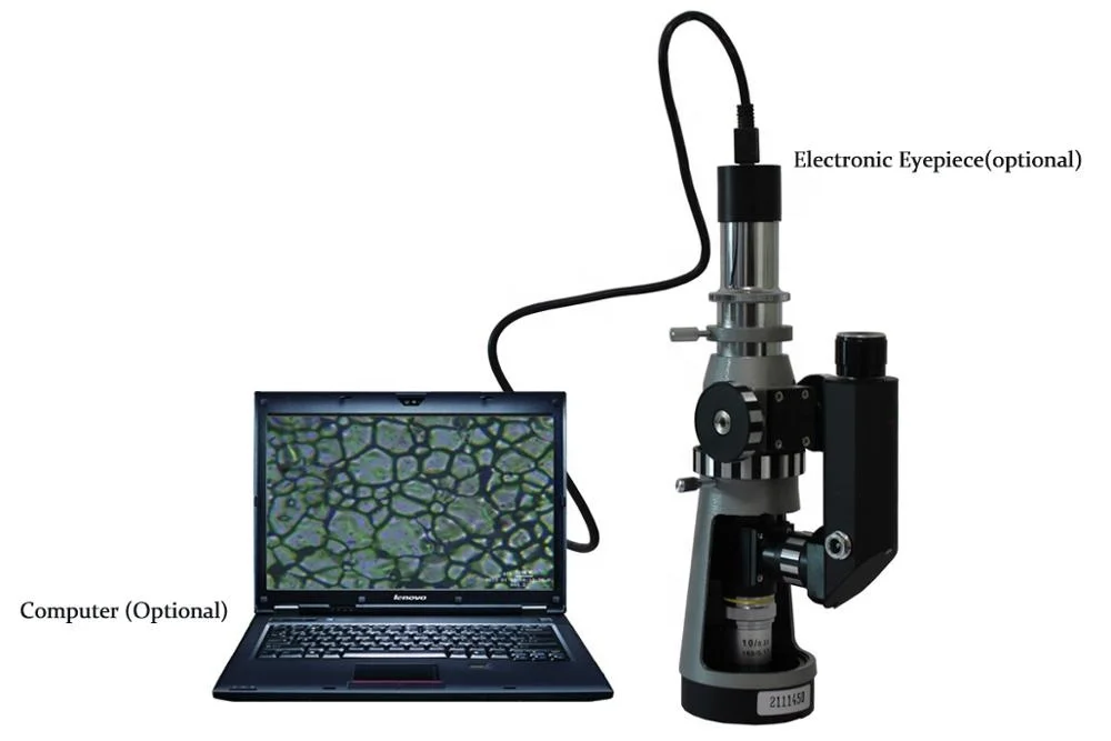 BJ-A Portable Handheld Metallurgical Microscope with Eyepiece (10X, 12.5X) & Magnetic Base