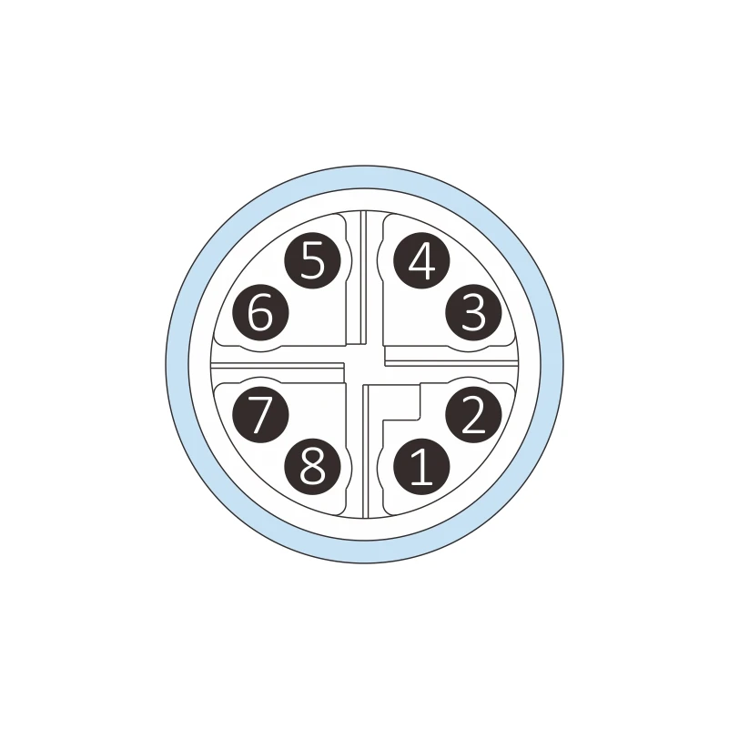 M12 X Code connector right angled male to RJ45 plug shielded double ended molded Cat 6A 4x2x26AWG 0.5m PVC ethernet cable