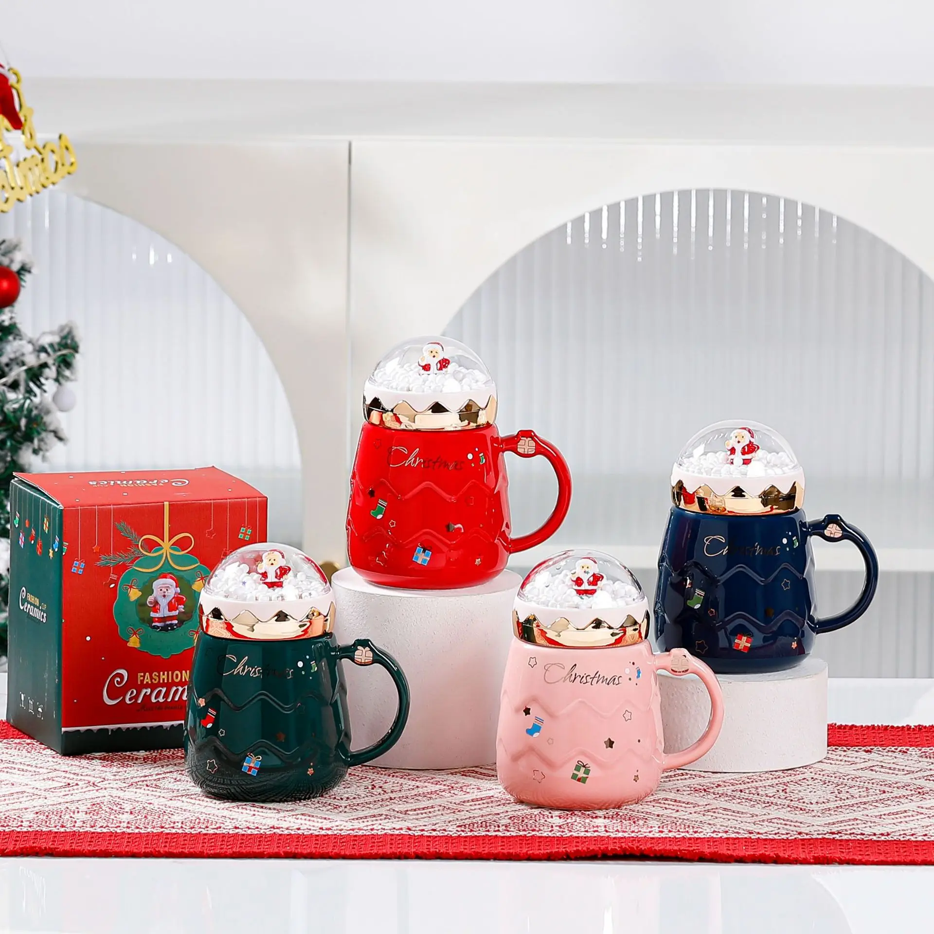 Coffee Mug Gift Box Set Printing In Dubai Mighty Ceramic Coffee Mugs Enamel Tumbler Set Red Ceramic Mug For Christmas Gift