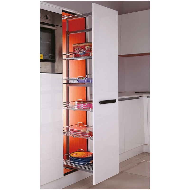 TKK 6-Tier Tall Pull Out Pantry Unit Kitchen Accessories Cabinet Larder Basket for Storage