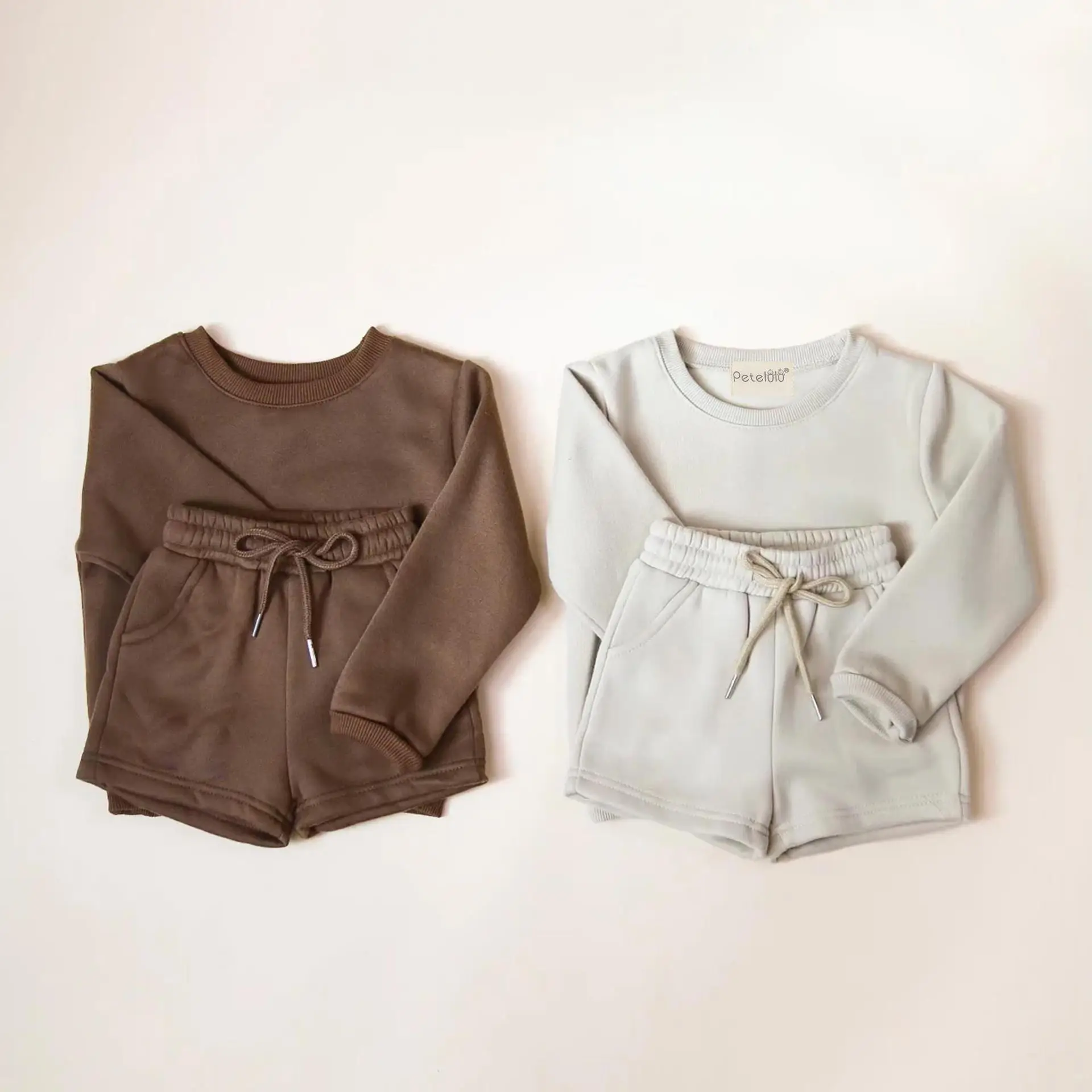 Winter Casual Long Sleeve Pullover Tops and Shorts Clothes for Kids Girls