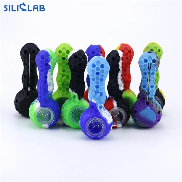 Honeycomb Glass Smoking Bee Pipe Food Grade Silicone Smoking Pipe Honeycomb Hot Selling Tobacco Weed Pipes