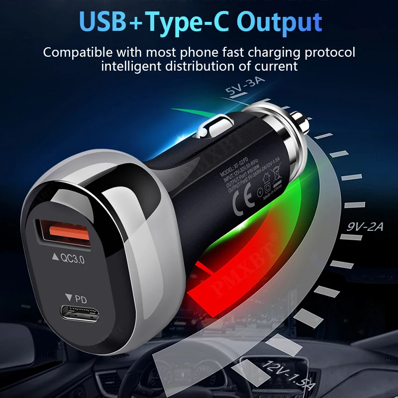 2021 New PD QC 3.0 Car Charger Fast Charging For iPhone 12 Pro XS Xiaomi 7 8 Samsung S10 Mobile Phones Dual USB Charger in Car
