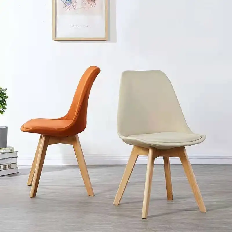 
Fabric soft cushion tulip wooden leg dining chairs 