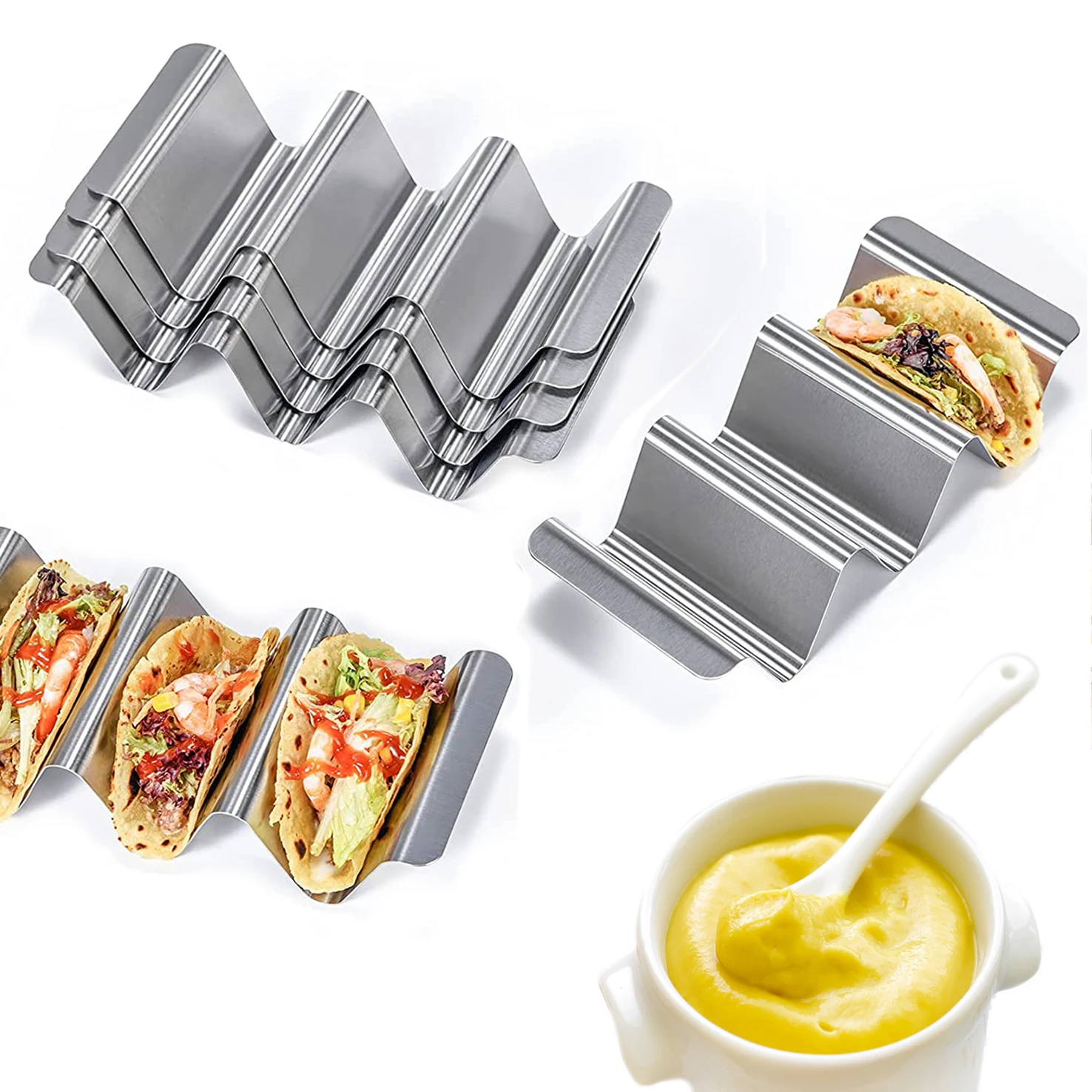 E-PIN Stainless Steel Taco Holder Tao Stand Set of 6