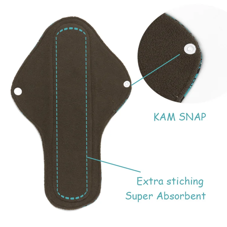 No-Slip  Silicone coating Waterproof PUL  sanitary pads  Super Absorbent OEM size Bamboo charcoal menstrual pads