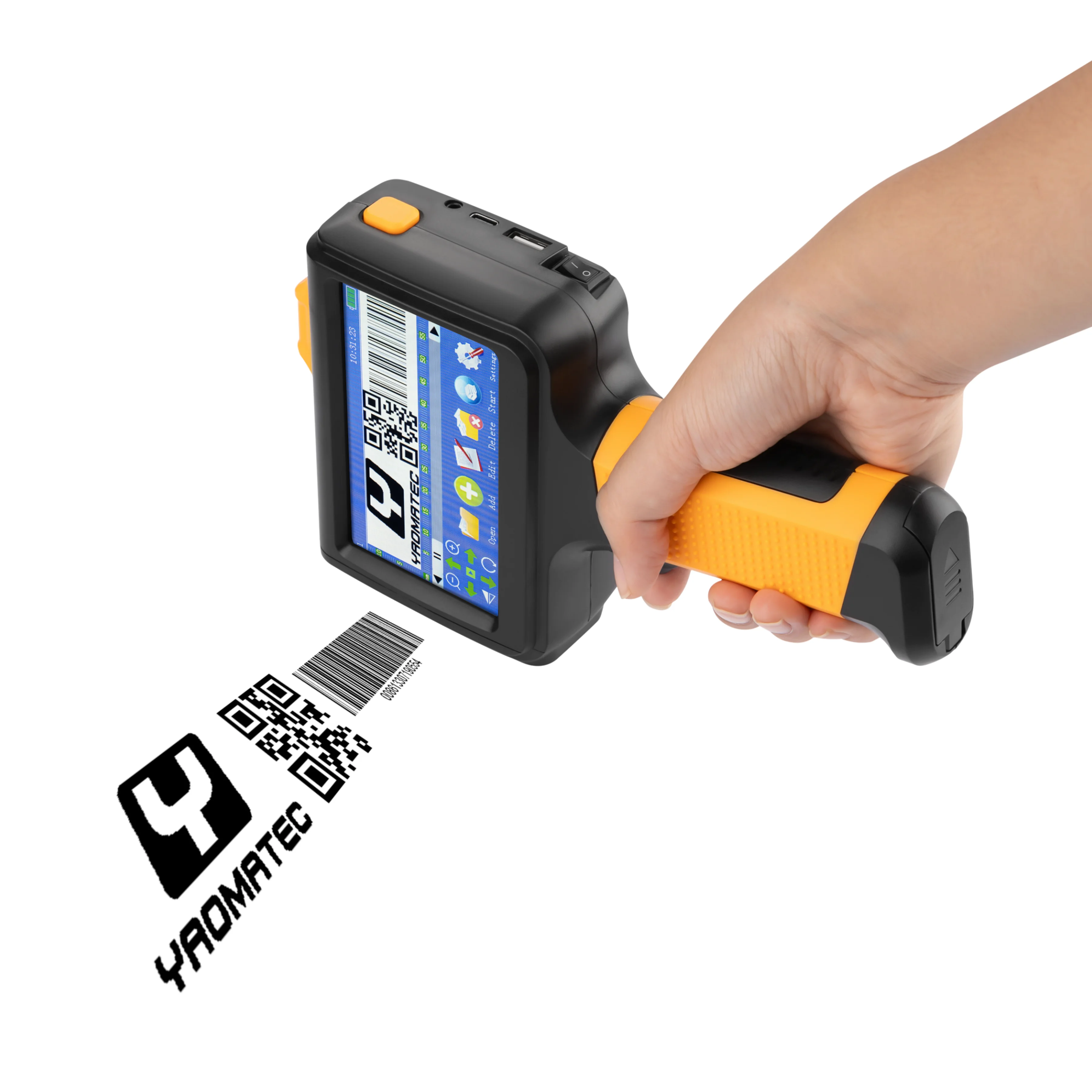 YAOMATEC 2024 New Model  Logo Expiry Date Portable Handheld Inkjet Printer For Plastic Carton Metal Surface