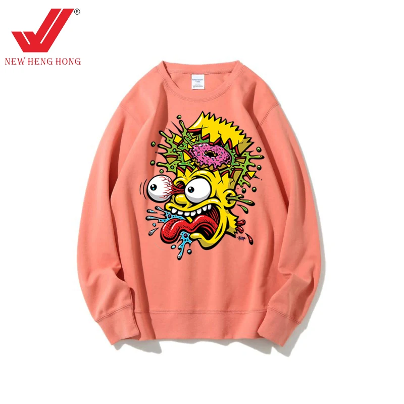 OEM Custom Your Logo Solid Colors 300 GSM Cotton Loose Oversized Threaded Round Neck Unisex Sweat Shirt Mens Crewneck Sweatshirt