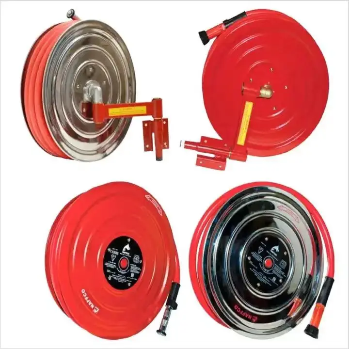 jyNew Swing Type Retractable Fire Hose Reel Flexible Soft Rubber Steel Brass Connector Firefighting Equipment Accessory