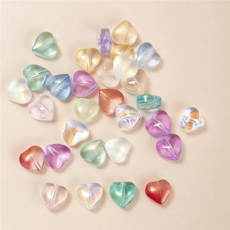 8mm Colorful Heart Beads For Bracelet Jewelry Interval love beads For Jewelry Making DIY Handmade Accessories