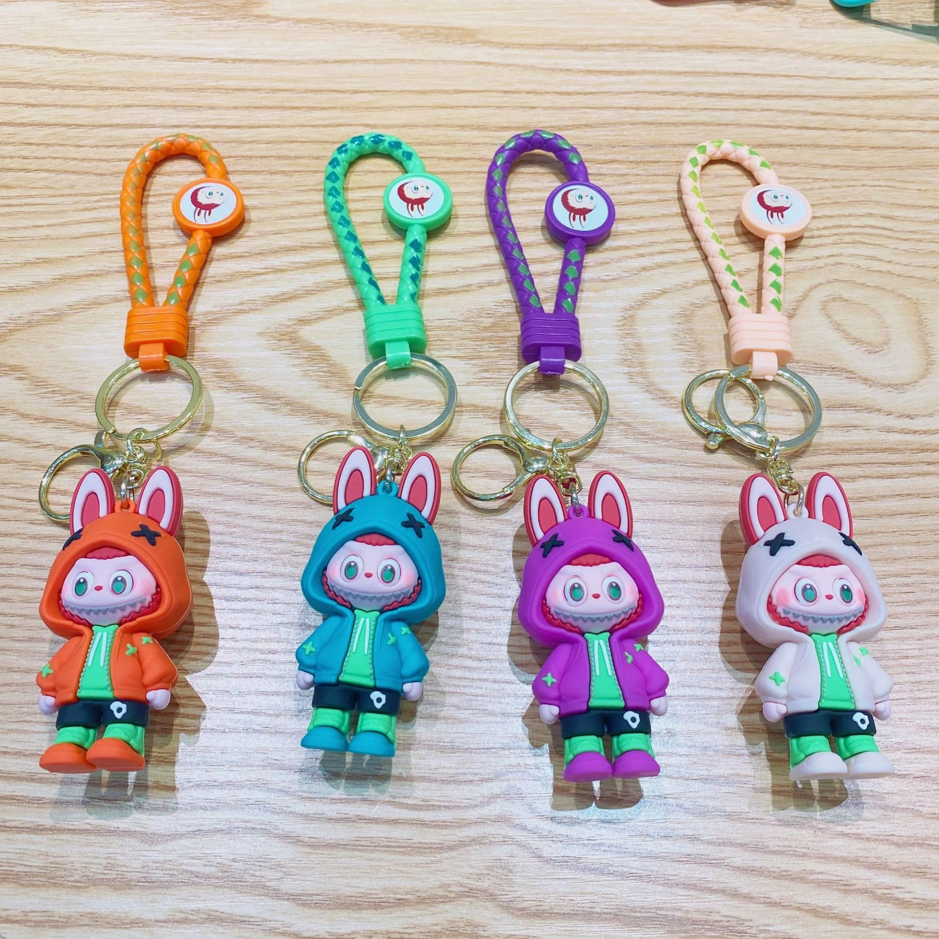 Cute Kawaii Doll Keychain Cartoon Anime Figure labubu Keychain for Car cherry Keys