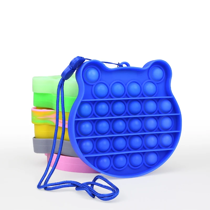 
Autism Needs Stress food grade Silicone Push Pop Bubble Sensory Fidget Toy Stress Round Fidget Toys With Rope 