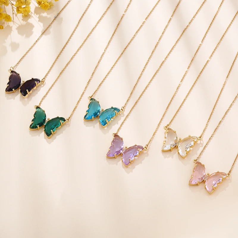 Eico jewelry 2020 fashion necklace rhinestone chokers butterfly 18K gold plated for women rhinestone chokers necklace