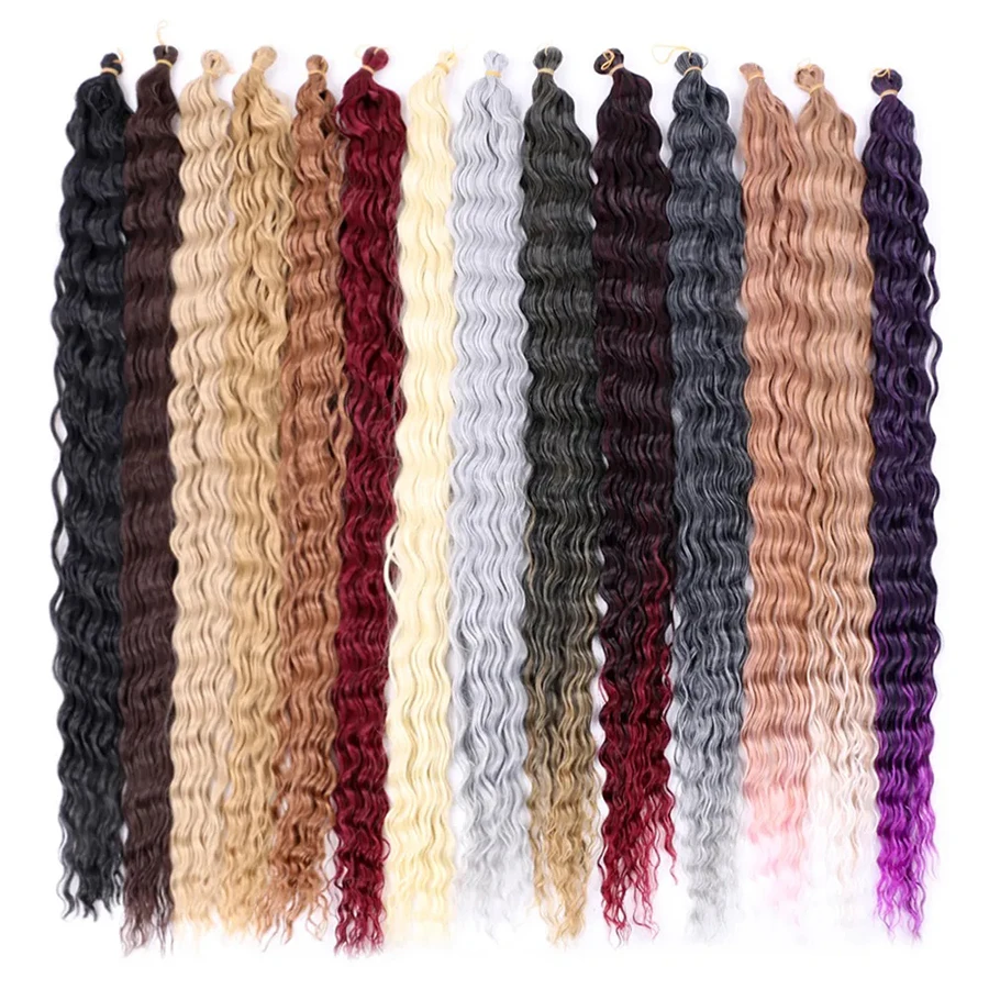Hot Selling 30 Inch 27 Colors Heat Resistant Fiber Deep Twist Wave Ombre Crochet Braiding Synthetic Hair Extensions