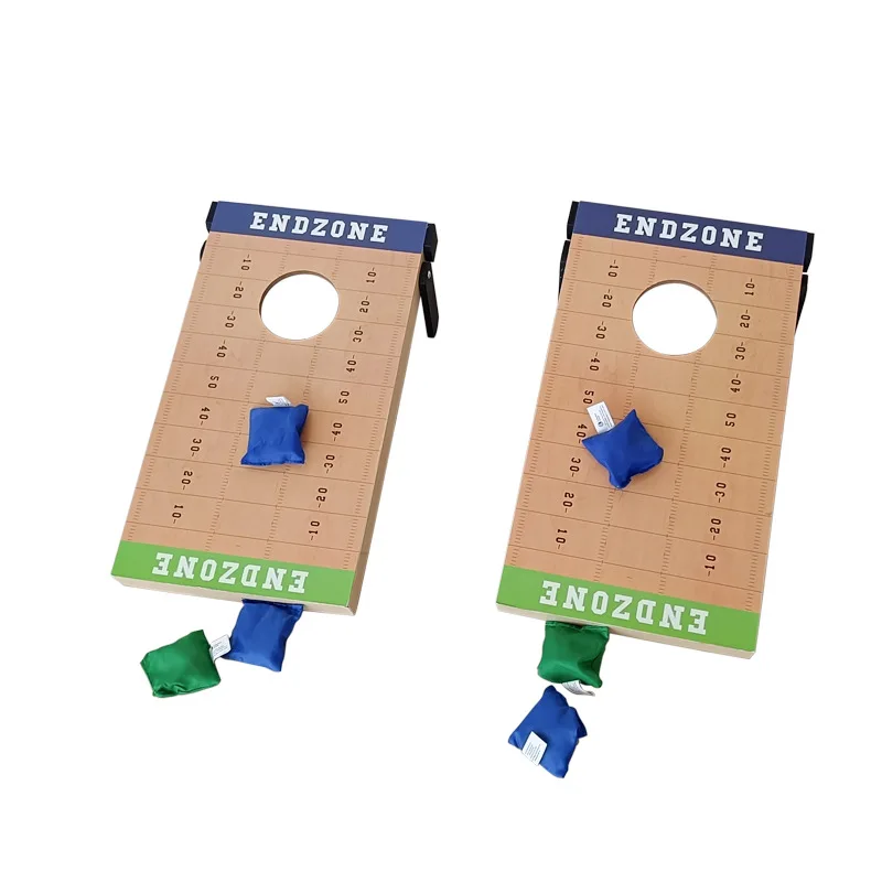 Portable Indoor or Outdoor Game 2-in-1 Wooden Cornhole Bean Bag Toss & Tic Tac Toe