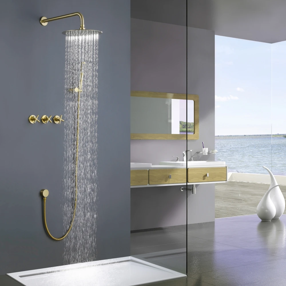 WT-S04 Роскошная латунная Ванная Комната Дождь душ ручной набор