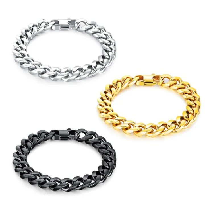2020 Hip Hop Jewelry Fashion Miami Cuban Chain Bracelet Bracelet Gold Chunly Men Bracelets