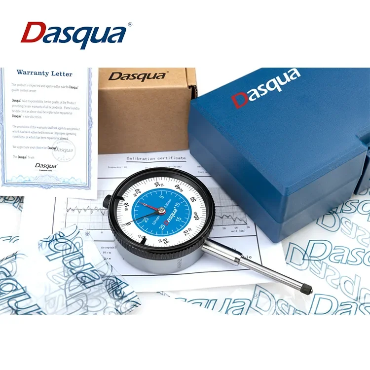 Dasqua High Quality 0-20mm 0-25mm 0-30mm 0-50mm 0-80mm 0-100mm 0.01 Graduation 2 Years Warranty Dial Indicator Measuring Tool