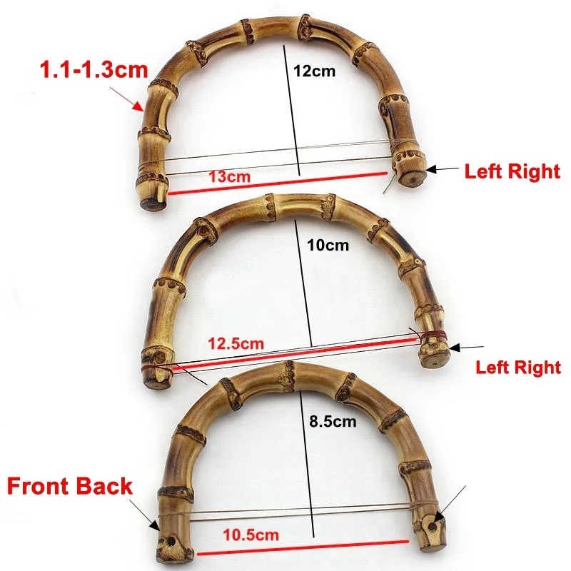 Hot Sale 10cm 12cm Hardware Natural Small Real U Shape Bamboo Top Handles Wholesale For Handbags Purses Parts