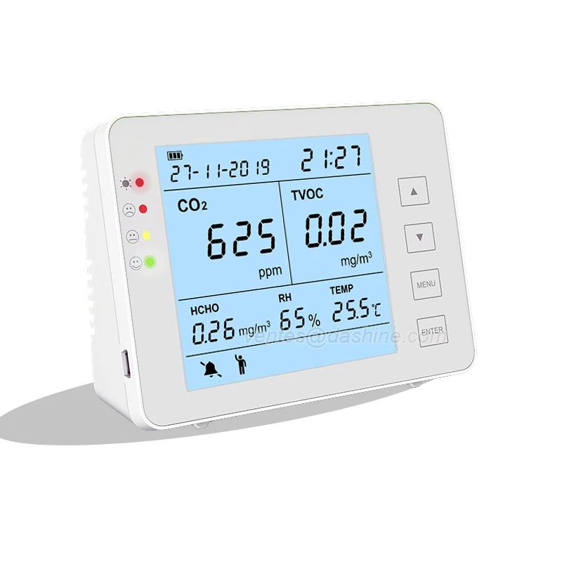 combo co2 and carbon monoxide detector rechargeable battery operated, indoor co2 monitor for offices and houses