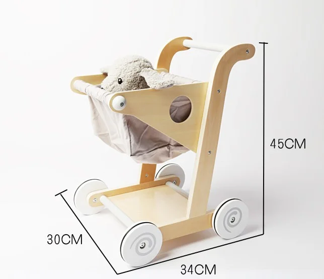 Деревянная игрушка, оптовая продажа, детская корзина для покупок, обучающая игрушка, деревянный автомобиль