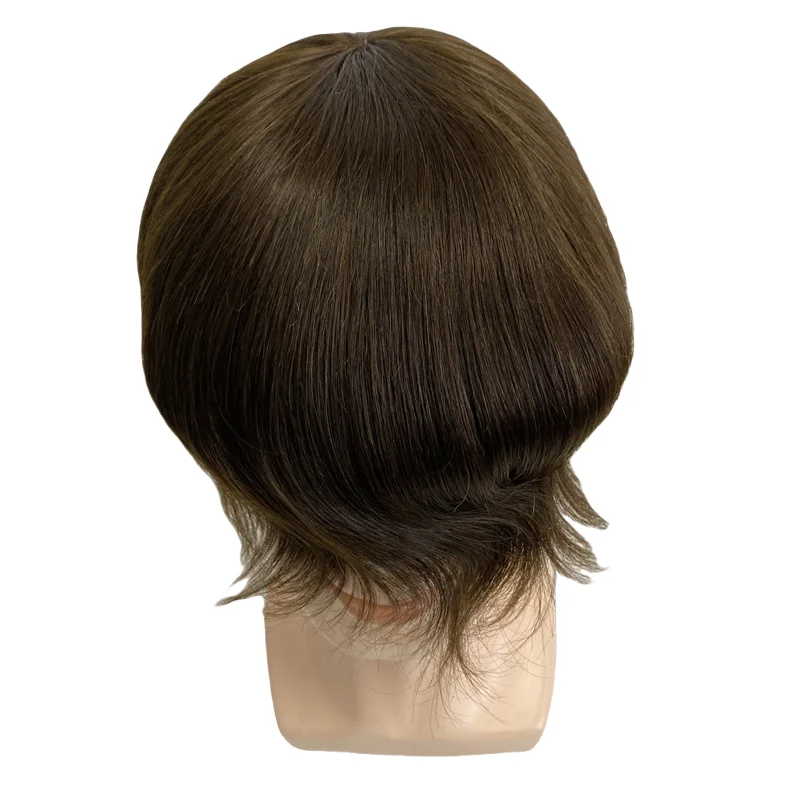 Stock raw Indian hair male capillary prosthesis mens hairpieces mono base with pu around toupee 8x6 inches