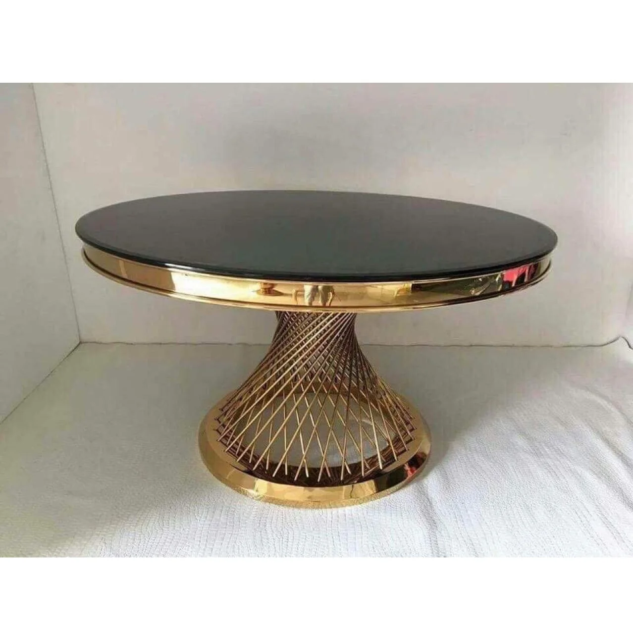 Wholesale italian luxury modern marble centre de table wedding gold stainless steel weddings dinning tables sets centerpieces