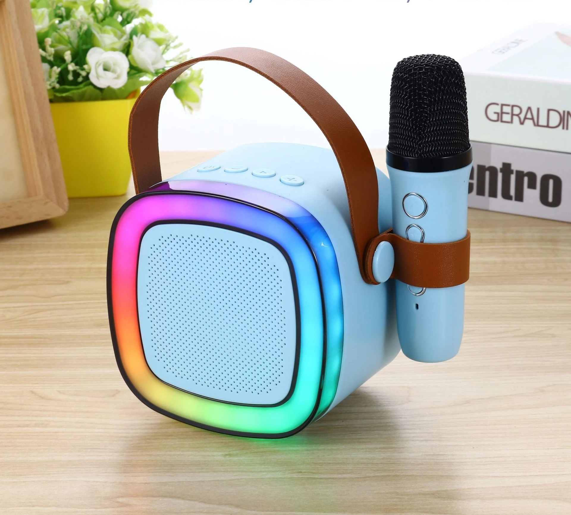Hot selling KTV Audio portable mini wireless Bluetooth speaker with karaoke microphone outdoors