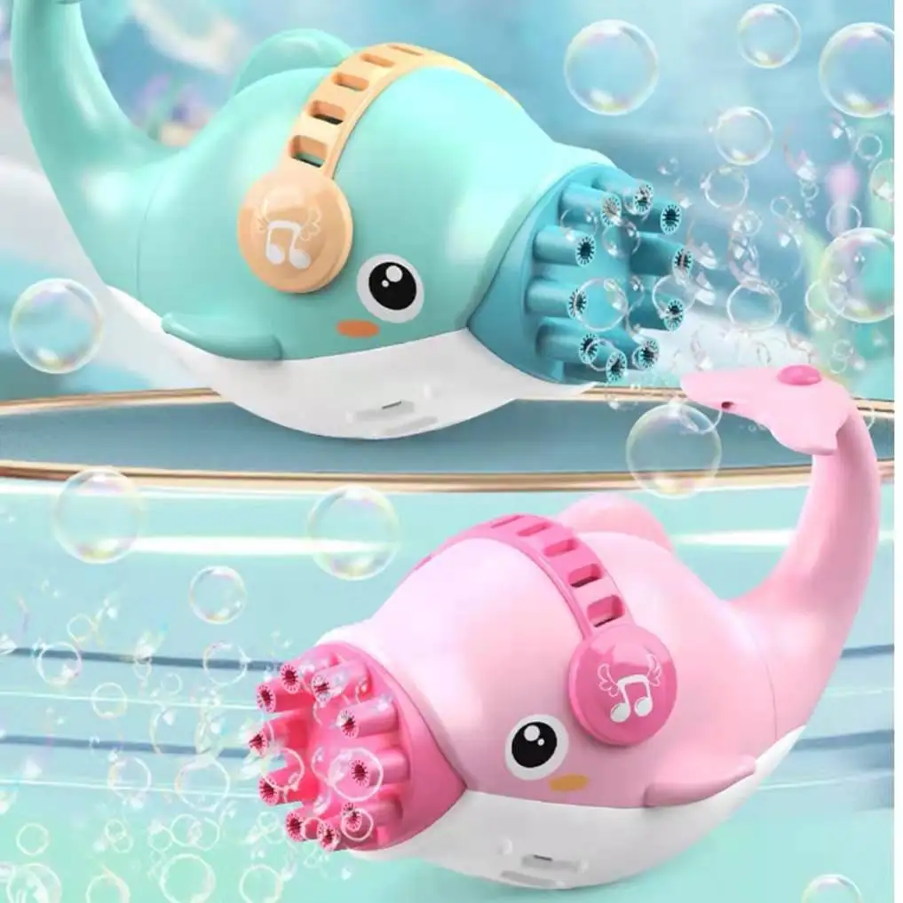 Wholesale Dolphin shape toys blowing water soap electric kids bubble gun Big dolphin electric soap toys bubble guns