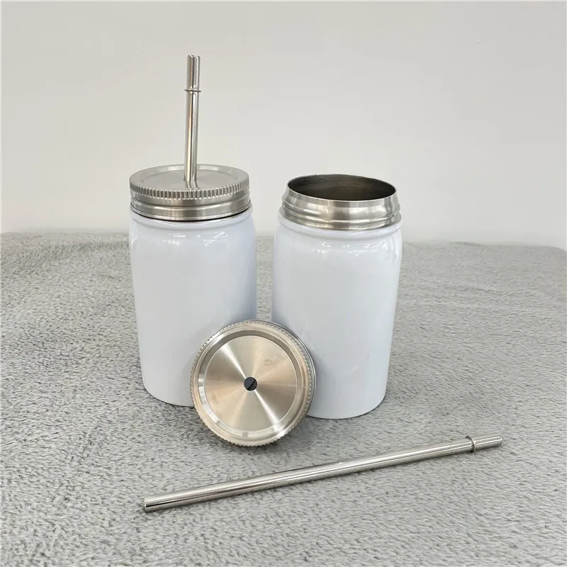 Hot and Cold 17oz 500ml sublimation blanks mason jar with Lids and Straws for Hot and Cold Drinks for Dye Sublimation Heat Press