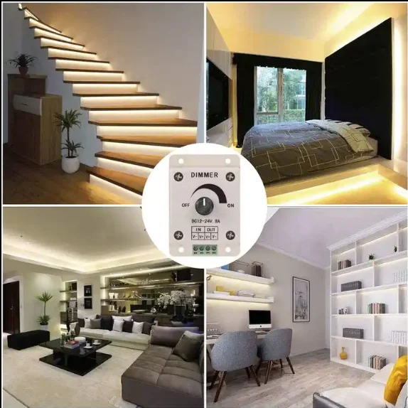 eSann 8A DC 12V Voltage Rotary Strip Led Controller Knob Light Dimmer Switch for Single Color Led Strip