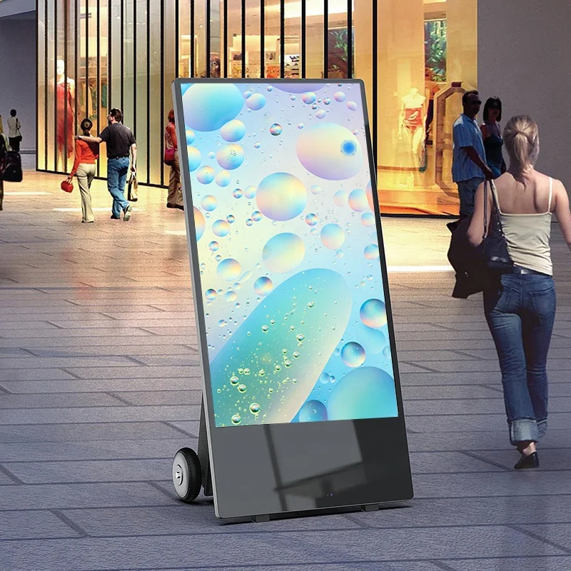 43 Inch Indoor Outdoor Portable Moveable Totem LCD Touch Screen Display Battery Powered Digital Signage for Retail