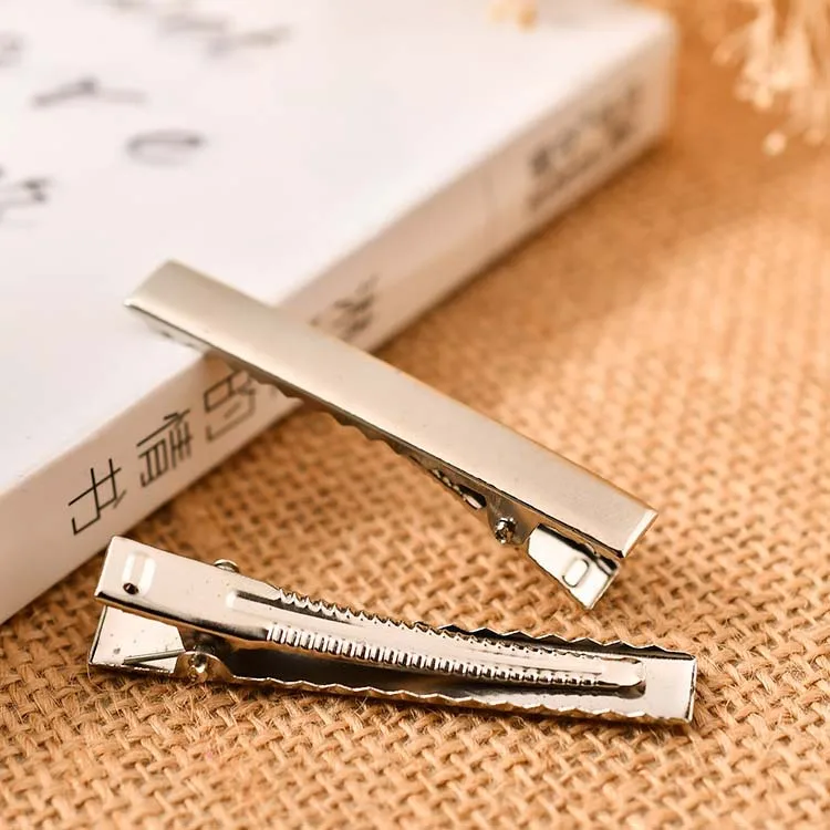 Multi Sizes Wholesale Bulk Hair Accessories Square Alligator Hair Clip Kit Barrette DIY Handmade Metal Silver Duckbill Hair Clip
