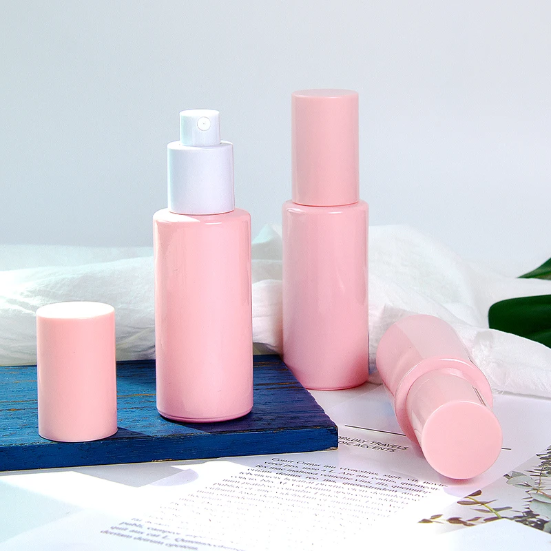 30ml 50ml 100 Ml Cosmetics Matte Pink Perfume Lotion Spray Mist Glass Bottle For Toner Essence Skin Care