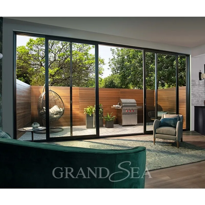 Manufacturer Custom Panoramic Aluminum Profile Pocket Sliding Door Stacking Door Heavy Duty Garden Entry Sliding Glass Door