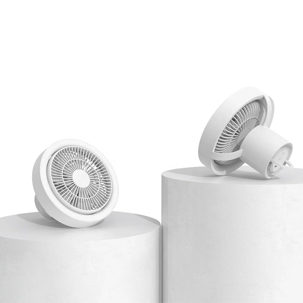 Home Appliance Rechargeable Battery Operated Rotating Travel Camping Fan with led lights