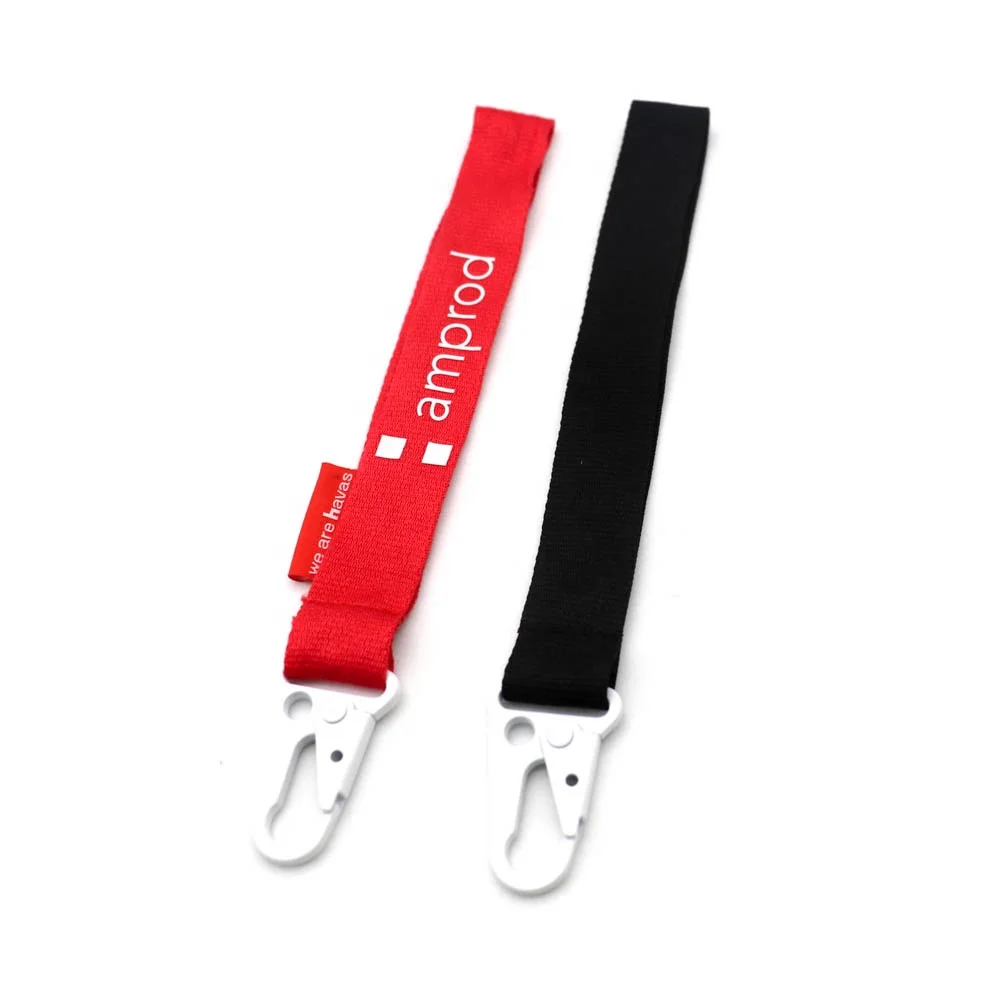 
High Quality Carabiner Lanyard Short Lanyard with White Metal Buckle Wrist Bamboo Lanyard For Keys 